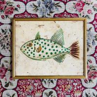 Green Polka dot fish by Dolores Aldecoa